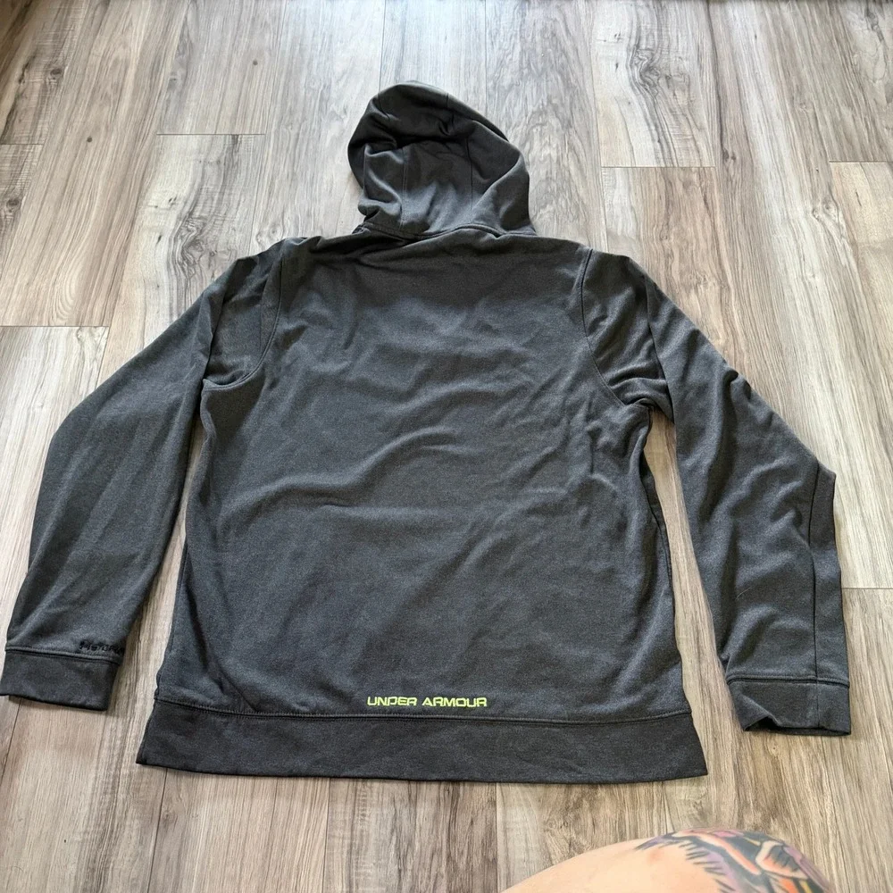 Under Armour Storm Big Logo Hoodie Men's Medium Gray Neon Yellow 2013 FW